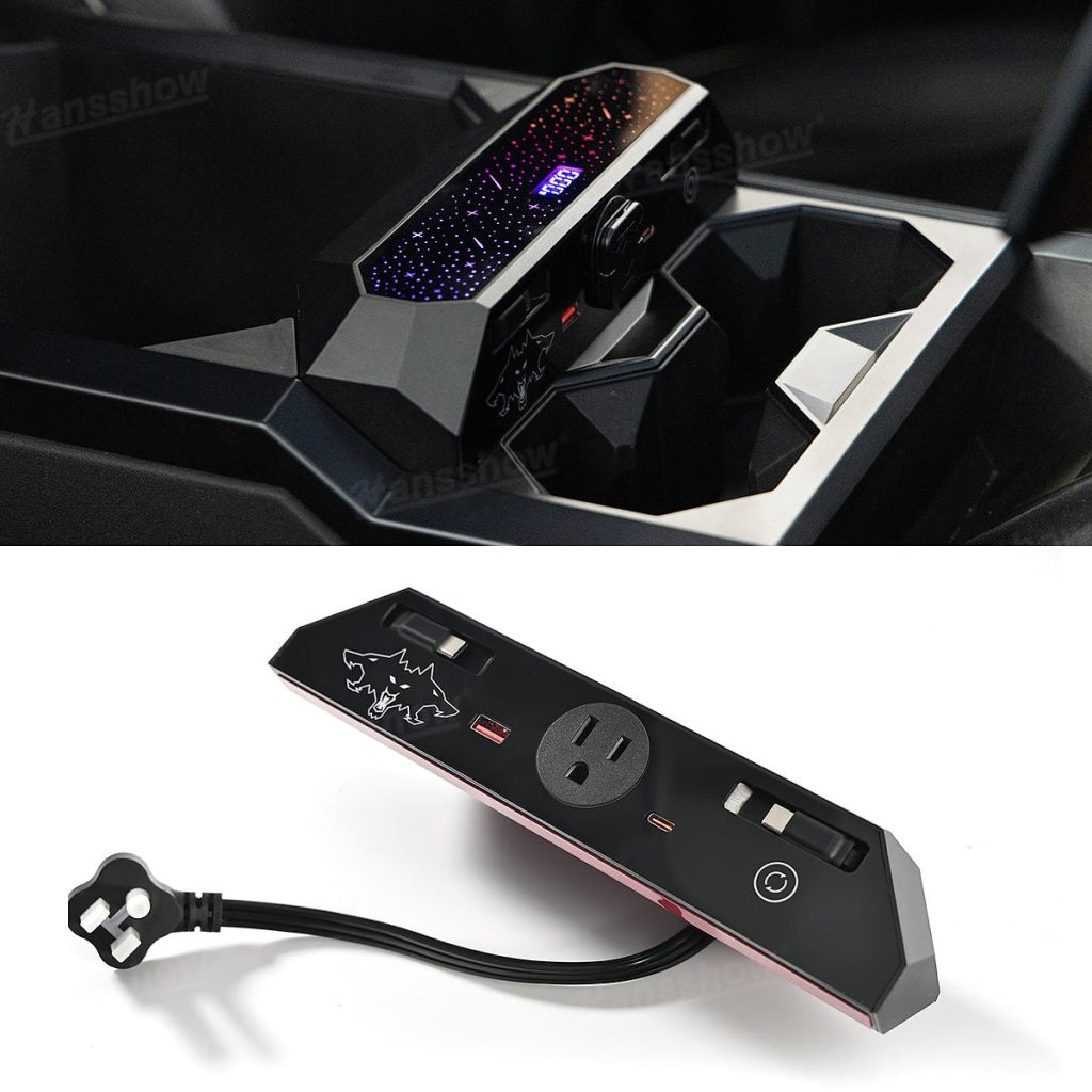 กล่องเก็บของในรถ คอนโซลกลาง Hansshow Tesla Cybertruck (RETRACTABLE CHARGING PD/QC3.0)