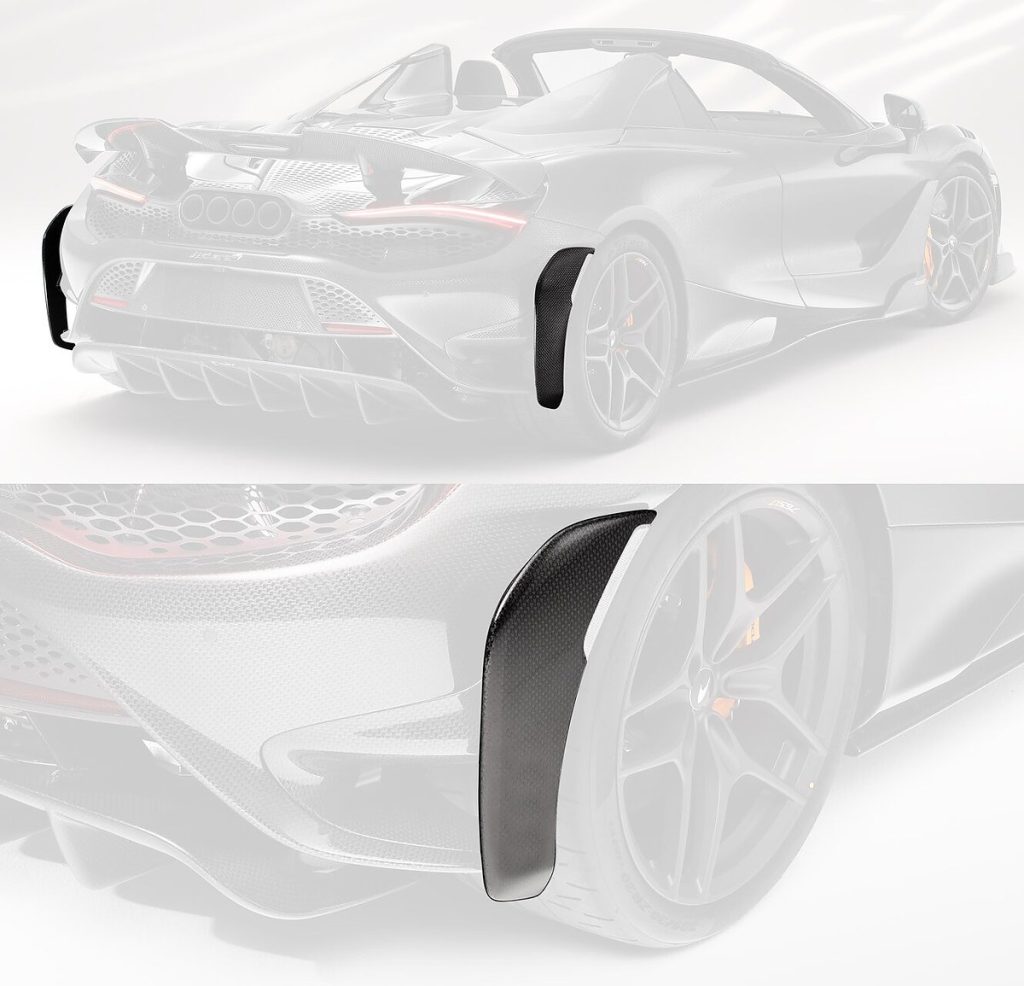 กันชนหลัง Carbon Fiber ครีบข้าง McLaren 765LT Spider ทรง TOPCAR Carbon Edition 2 ชิ้น