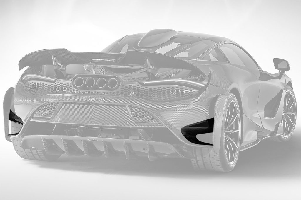 กันชนหลัง Carbon Fiber ช่องลมข้าง McLaren 765LT Coupe ทรง TOPCAR Carbon Edition 2 ชิ้น