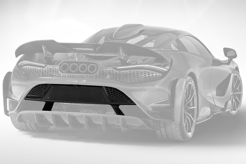 กันชนหลัง Carbon Fiber ตัวกลาง ลายรังผึ้ง McLaren 765LT Coupe ทรง TOPCAR Carbon Edition