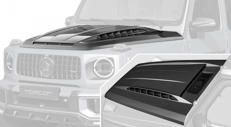ฝากระโปรงหน้า Carbon Fiber ลาย Aero Style MERCEDES BENZ W464 G-Class แบบพ่นสี ทรง TOPCAR INFERNO Light