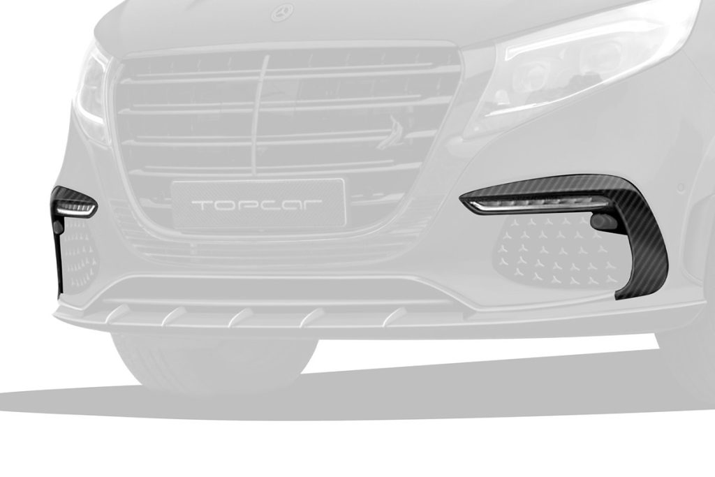 กันชนหน้า Carbon Fiber ชิ้นเสริม MERCEDES BENZ W447 V-Class Facelift ทรง TOPCAR INFERNO 2 ชิ้น