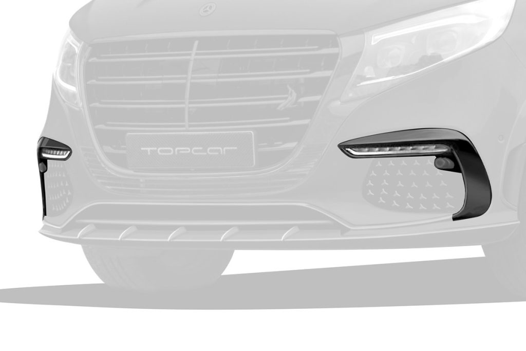 กันชนหน้า Carbon Fiber ชิ้นเสริม MERCEDES BENZ W447 V-Class Facelift แบบพ่นสี ทรง TOPCAR INFERNO 2 ชิ้น