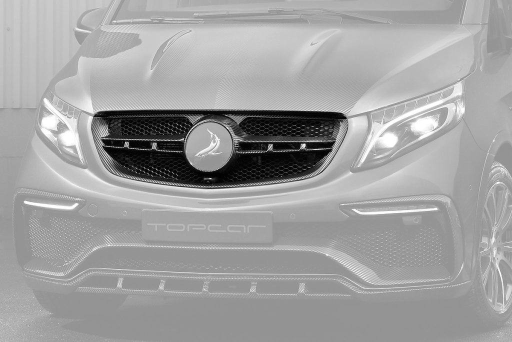 กระจังหน้า Carbon Fiber ตัวกลาง MERCEDES BENZ W447 V-Class ทรง TOPCAR