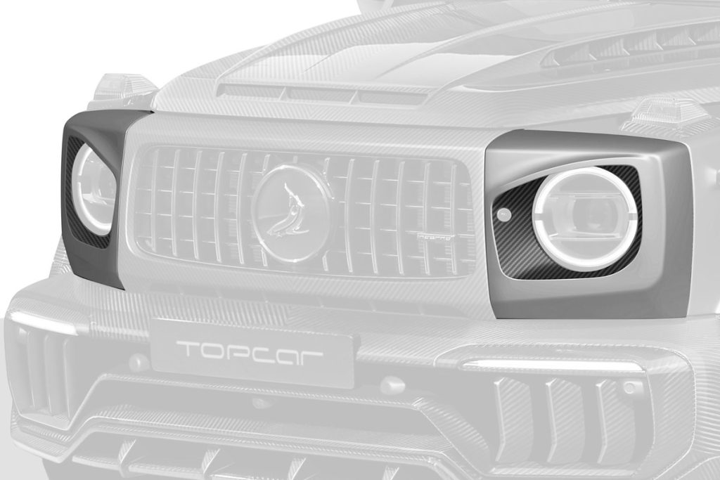 ไฟหน้า Carbon Fiber ฝาครอบ MERCEDES BENZ W465 G-Class ทรง TOPCAR INFERNO 2 ชิ้น