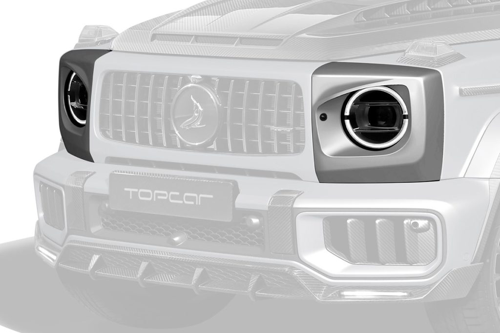ไฟหน้า Carbon Fiber ฝาครอบ MERCEDES BENZ W465 G-Class แบบพ่นสี ทรง TOPCAR INFERNO Light Pack 2 ชิ้น (Angry)
