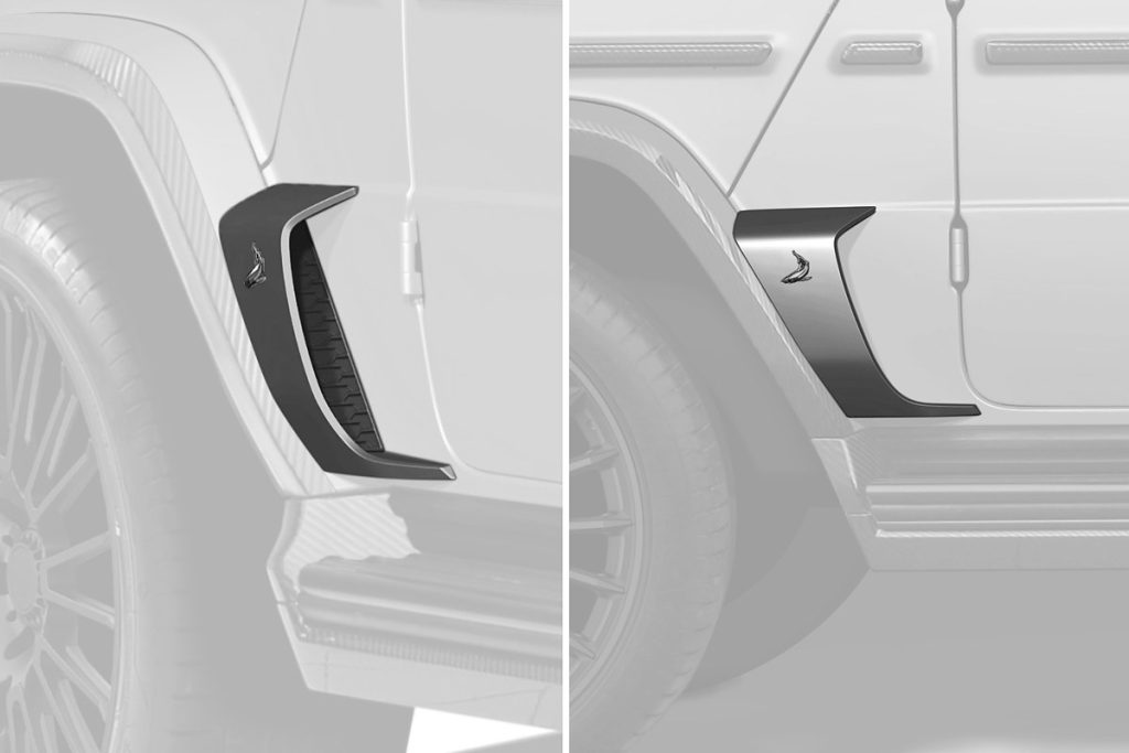 โลโก้ Carbon Fiber ลาย Shark MERCEDES BENZ W465 G-Class แบบพ่นสี ทรง TOPCAR INFERNO Light Pack 2 ชิ้น