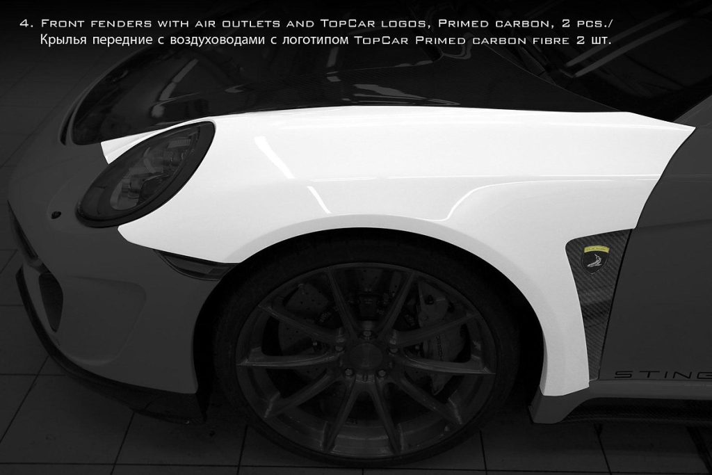 แก้มข้างหน้า Carbon Fiber PORSCHE 991 911 Carrera แบบพ่นสี ทรง TOPCAR Stinger GTR 2 ชิ้น