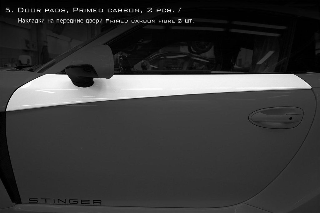 คิ้วประตู Carbon Fiber แผ่นปิด PORSCHE 991 911 Carrera แบบพ่นสี ทรง TOPCAR Stinger GTR 2 ชิ้น