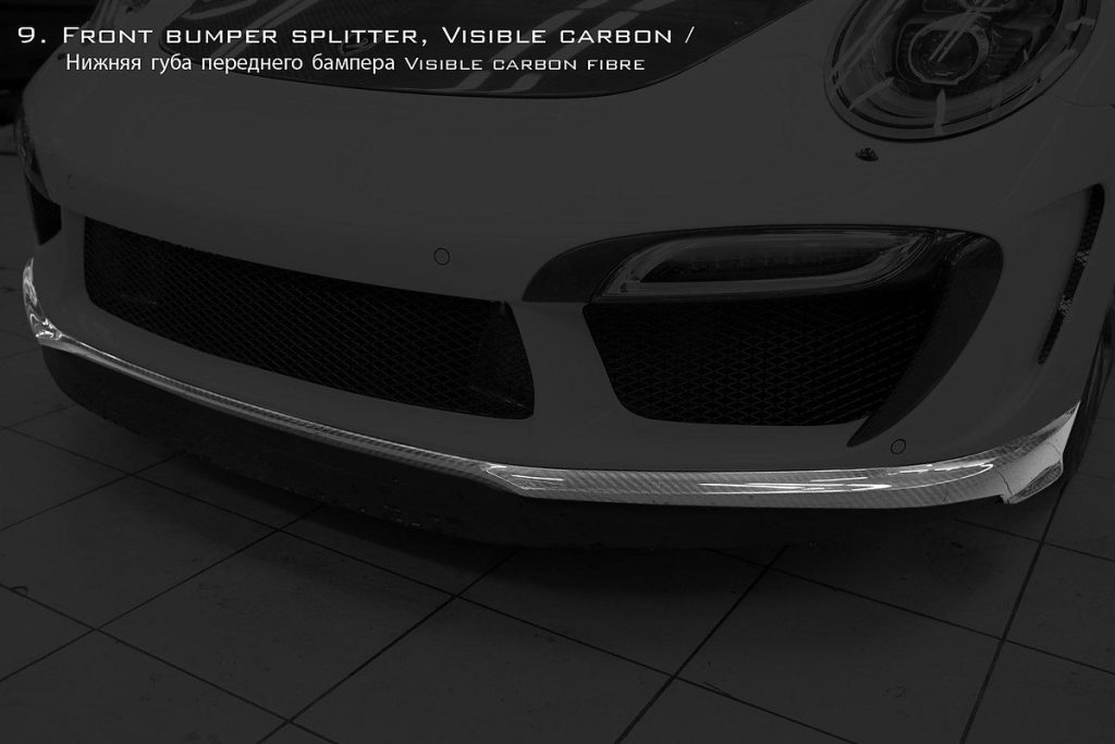 ลิ้นหน้า Carbon Fiber คาร์บอนเคลือบเงา PORSCHE 991 911 Carrera ทรง TOPCAR Stinger GTR