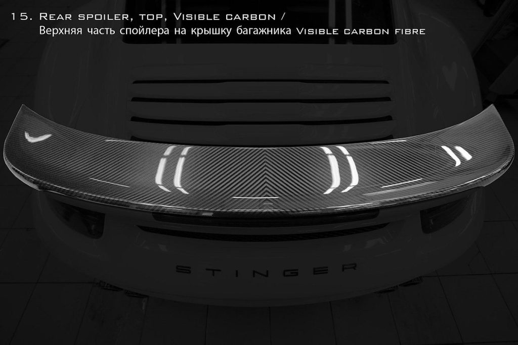สปอยเลอร์ท้าย Carbon Fiber คาร์บอนเคลือบเงา 991 911 Carrera ทรง TOPCAR Stinger GTR