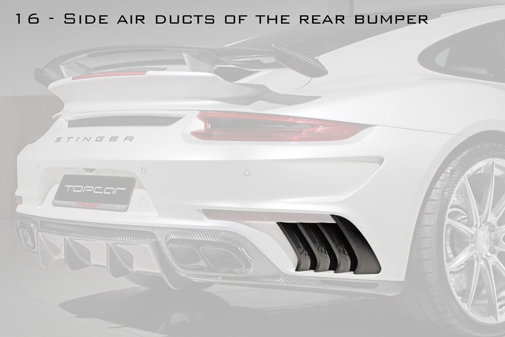 ช่องระบายอากาศ Carbon Fiber ช่องลมข้าง PORSCHE 991.2 911 Carrera ทรง TOPCAR Stinger GTR gen.2 2 ชิ้น