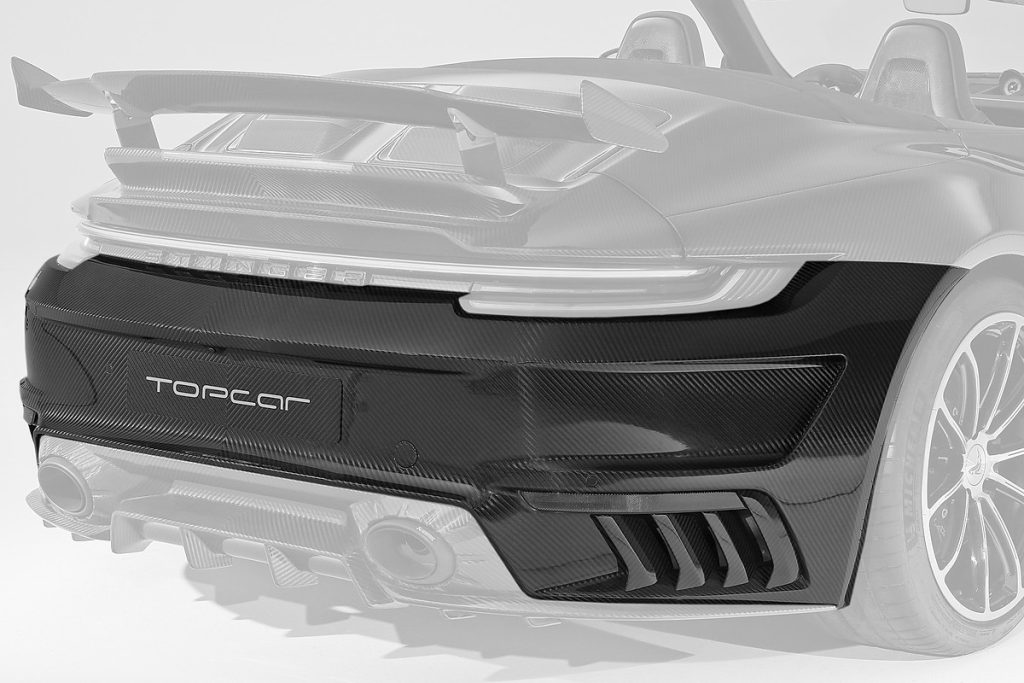 กันชนหลัง Carbon Fiber PORSCHE 992 911 Cabriolet ทรง TOPCAR Stinger GTR Carbon Edition
