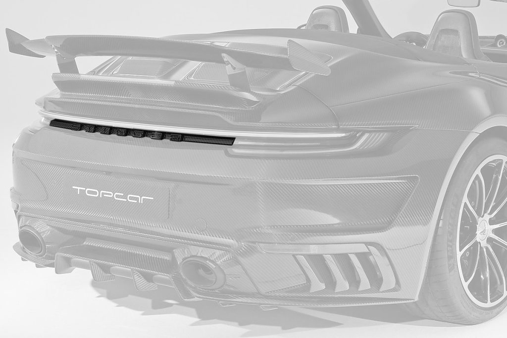 กันชนหลัง Carbon Fiber คาดกลาง PORSCHE 992 911 Cabriolet ทรง TOPCAR Stinger GTR Carbon Edition