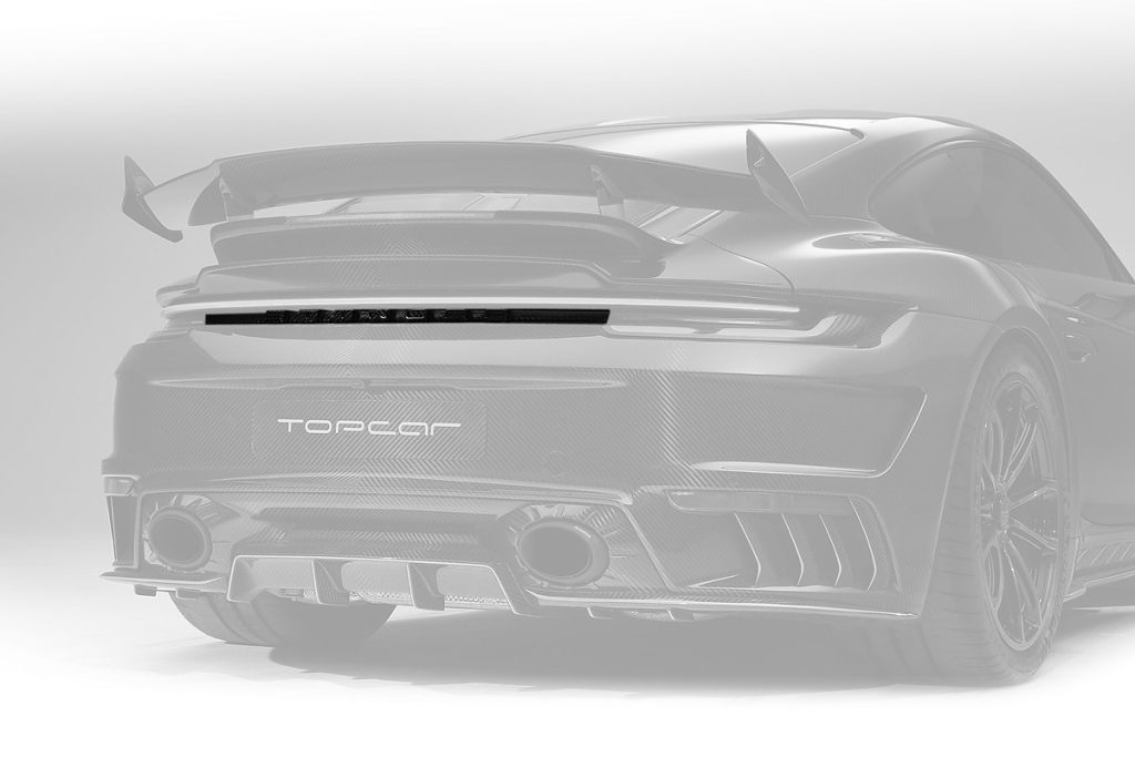 กันชนหลัง Carbon Fiber คาดกลาง PORSCHE 992 911 Turbo S ทรง TOPCAR Light Pack