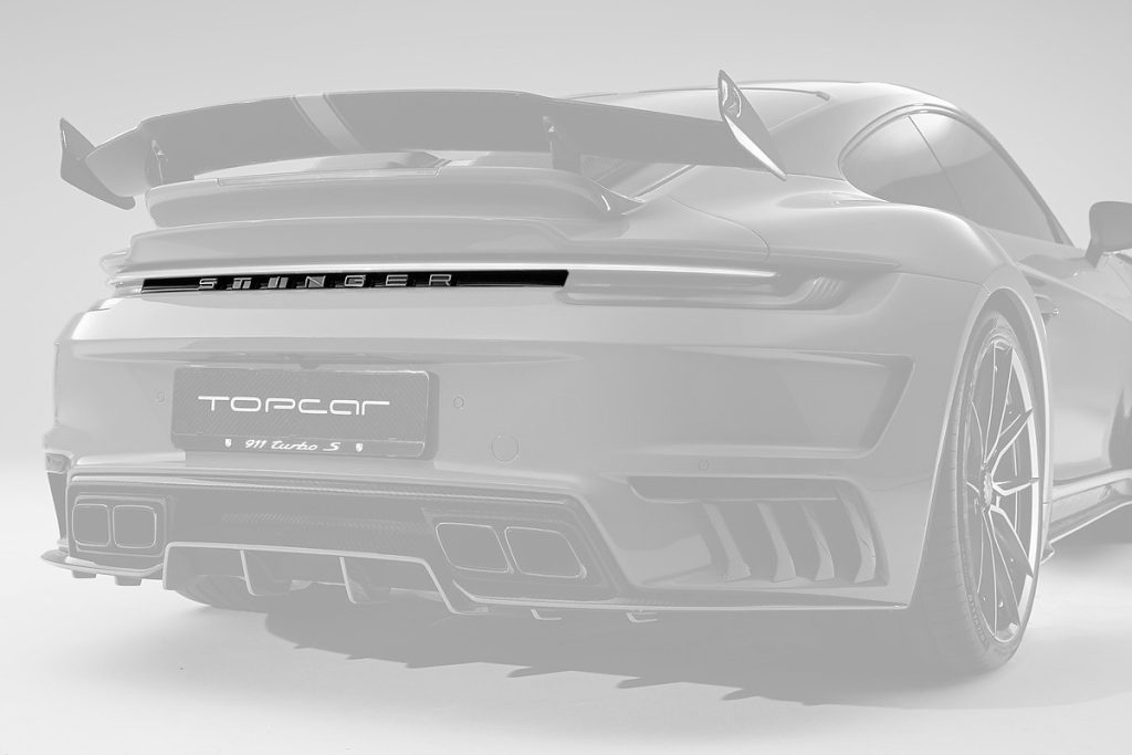 กันชนหลัง Carbon Fiber คาดกลาง PORSCHE 992 911 Carrera ทรง TOPCAR Stinger GTR 3.0