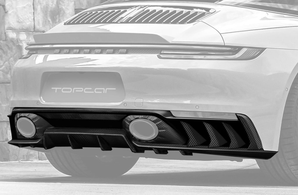กันชนหลัง Carbon Fiber ส่วนล่าง PORSCHE 992 911 Carrera ทรง TOPCAR Stinger Light Pack