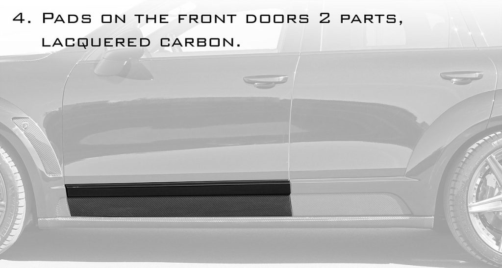 คิ้วประตู Carbon Fiber แผ่นปิด PORSCHE 958.2 Cayenne ทรง TOPCAR GT