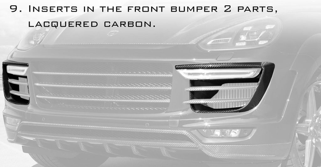 กันชนหน้า Carbon Fiber ชิ้นเสริม PORSCHE 958.2 Cayenne ทรง TOPCAR GT