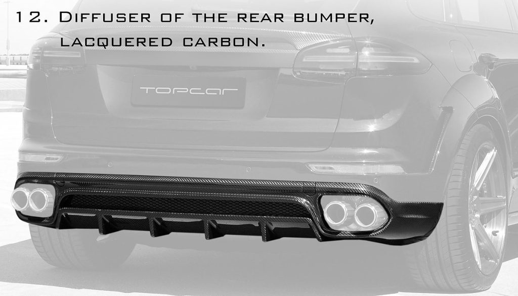 ดิฟฟิวเซอร์ท้าย Carbon Fiber PORSCHE 958.2 Cayenne ทรง TOPCAR GT