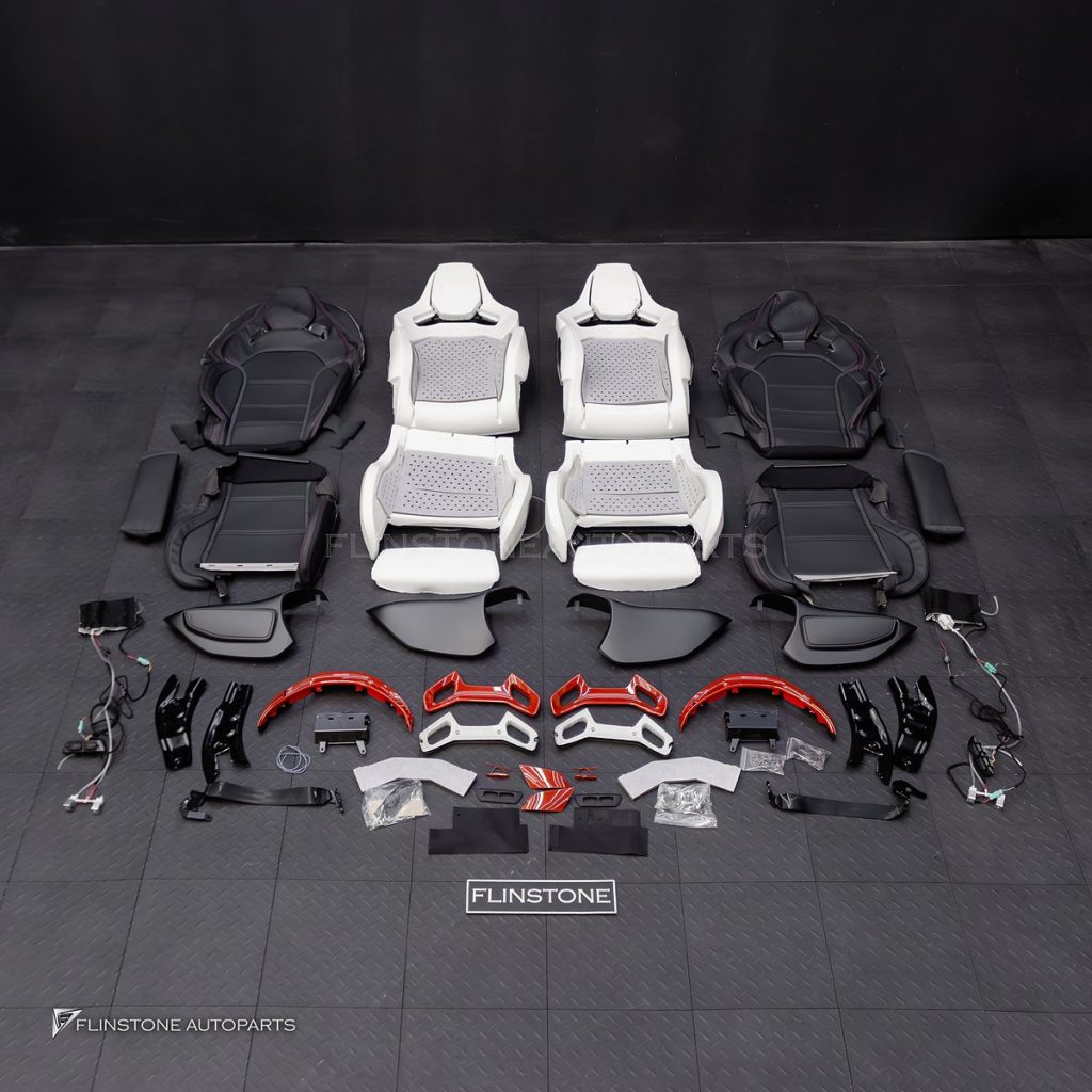 ชุดเบาะ Custom สำหรับ W205 C-Class ทรง AMG Bucket Seat หนังดำ ด้ายแดง กรอบแดง