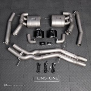 ชุดท่อ USUS EXHAUST TITANIUM สำหรับ PORSCHE CAYENNE 9Y0 สีไทเท ทรง Turbo GT ปลายออกคู่กลาง