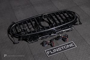 กระจังหน้า LED สำหรับ W214 E-Class ทรง E53 AMG GT สีดำเงา-โครเมี่ยม มีกล้อง