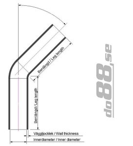 ท่อยางซิลิโคน ข้องอ 60 องศา do88 สีดำ ขนาด 1.75-2 นิ้ว (45-51 มม.)