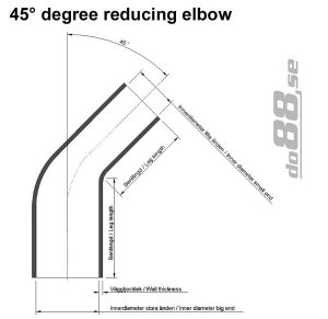 ท่อยางซิลิโคน ข้องอ 45 องศา do88 สีดำ ขนาด 2.25-2.5 นิ้ว (57-63 มม.)