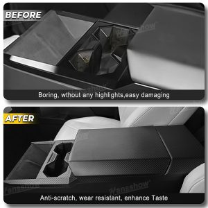 กล่องเก็บของในรถ คอนโซลกลาง Hansshow Tesla Cybertruck (CARBON COVER FIBER)