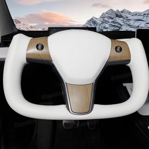 พวงมาลัย พวงมาลัย Hansshow Tesla Model Y (Y/3WHITE GRAIN WOOD)