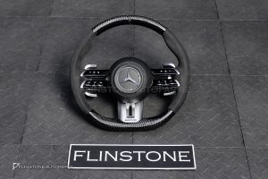 พวงมาลัย Carbon fier พร้อม Airbag สำหรับ W465 G-Class G500 หนังดำ ด้ายดำ กรอบสี ดำ-เงิน