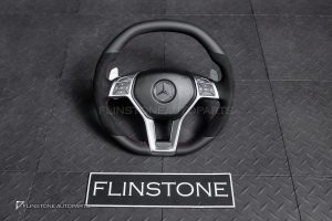 พวงมาลัย พร้อม Airbag สำหรับ W207 E-Class หนังดำ ด้ายแดง กรอบสี ดำ-เงิน