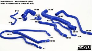 ท่อน้ำหล่อเย็น do88 สีน้ำเงิน สำหรับ SAAB 9-3 Turbo T7 99-03