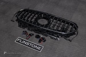 กระจังหน้า LED สำหรับ W214 E-Class ทรง E53 AMG GT สีดำเงา-โครเมี่ยม มีกล้อง