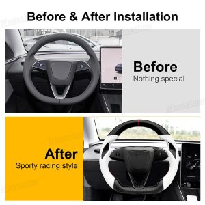 พวงมาลัย พวงมาลัย Hansshow Tesla Model Y Juniper Highland (SPORT/RACING D-SHAPED REAL)