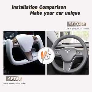 พวงมาลัย พวงมาลัย Hansshow Tesla Model Y (Y/3WHITE GRAIN WOOD)