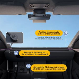 ม่านบังแดด กระจกหน้า Hansshow Tesla Model Y Juniper (AUTO-LIFT ELECTRIC STANDARD)