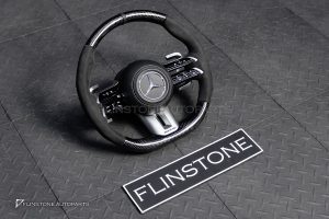 พวงมาลัย Carbon fier พร้อม Airbag สำหรับ W465 G-Class G500 หนังดำ ด้ายดำ กรอบสี ดำ-เงิน