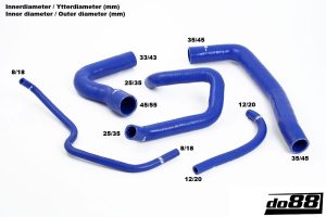 ท่อน้ำหล่อเย็น do88 สีน้ำเงิน สำหรับ SAAB 9000 Turbo 86-90
