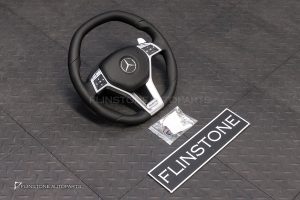 พวงมาลัย พร้อม Airbag สำหรับ W212 E-Class หนังดำ ด้ายดำ ก้านสีโครเมี่ยม