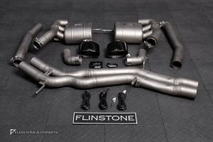 ชุดท่อ USUS EXHAUST TITANIUM สำหรับ PORSCHE CAYENNE 9Y0 สีไทเท ทรง Turbo GT ปลายออกคู่กลาง