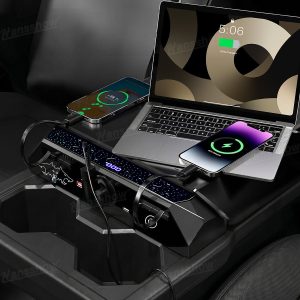 กล่องเก็บของในรถ คอนโซลกลาง Hansshow Tesla Cybertruck (RETRACTABLE CHARGING PD/QC3.0)