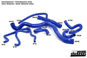 ท่อน้ำหล่อเย็น do88 สีน้ำเงิน สำหรับ SAAB 9-3 2.0T 2003