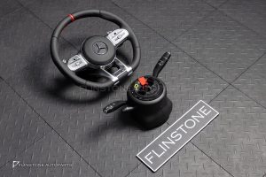 คอพวงมาลัย+พวงมาลัย พร้อม Airbag สำหรับ Mercedes-Benz C238 E-Class ก้านสีโครเมี่ยม หนังสีดำ ด้ายสีแดง
