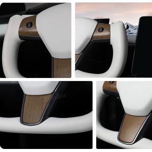 พวงมาลัย พวงมาลัย Hansshow Tesla Model Y (Y/3WHITE GRAIN WOOD)