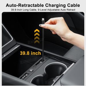 กล่องเก็บของในรถ คอนโซลกลาง Hansshow Tesla Model Y Juniper Highland (WIRELESS ADAPTER CHARGER)