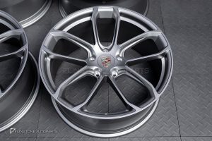 ล้อ Custom forged สำหรับ PORSCHE CAYENNE 9Y0.2 ทรง TURBO GT สีเทาขอบ 21 5-130