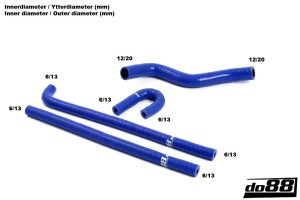 ท่อยางซิลิโคน do88 สีน้ำเงิน สำหรับ SAAB 9-3 2.0T 2003- Solenoid valve & crankvent