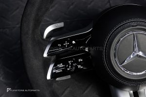 พวงมาลัย Carbon fier พร้อม Airbag สำหรับ W465 G-Class G500 หนังดำ ด้ายดำ กรอบสี ดำ-เงิน